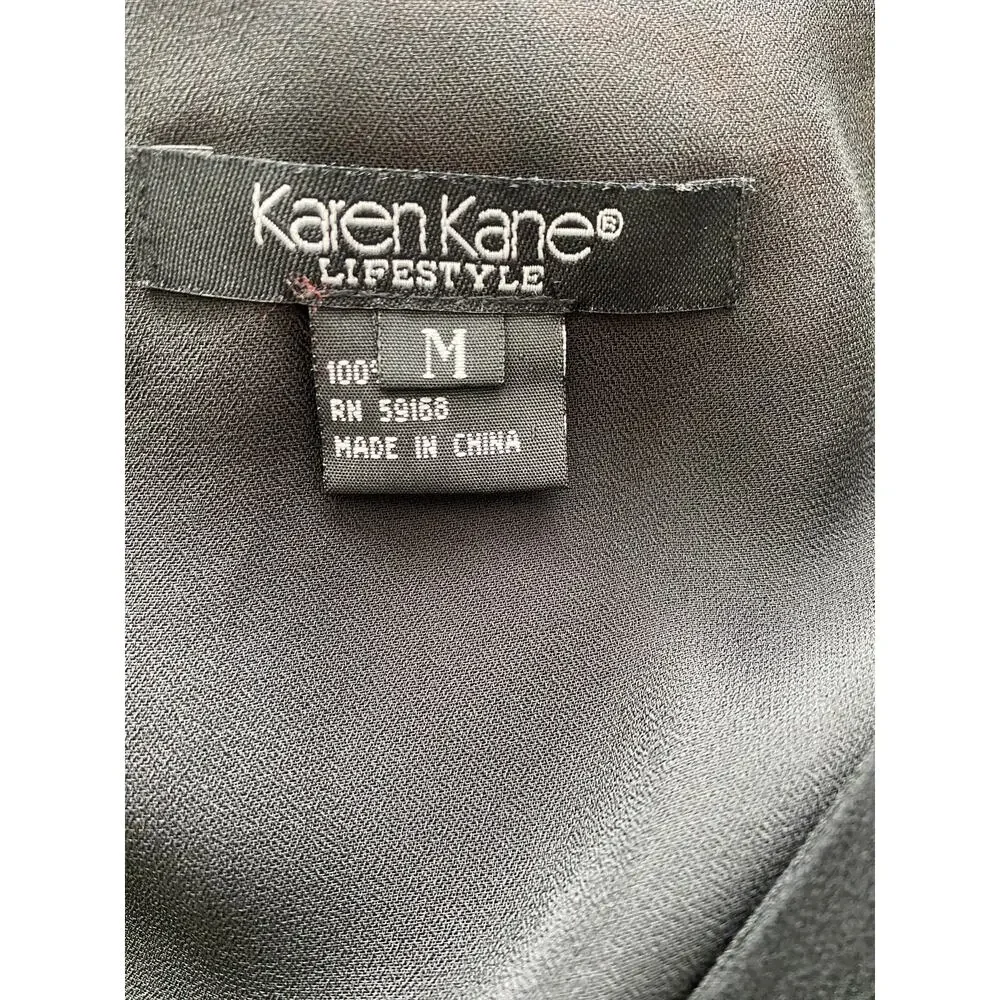 Vintage Karen Kane Silk Black Midi Dress Whimsigoth, Fairy, Witchy M 100% Silk - Picture 7 of 8